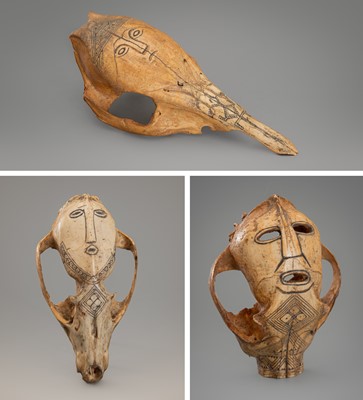 A LOT WITH THREE CEREMONIAL SKULL MASKS, ATONI PEOPLE, WEST TIMOR