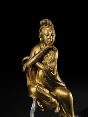 Lot 77 - A MAGNIFICENT AND HIGHLY IMPORTANT GILT-BRONZE FIGURE OF THE WATER MOON GUANYIN, SOUTHERN SONG-EARLY MING DYNASTY