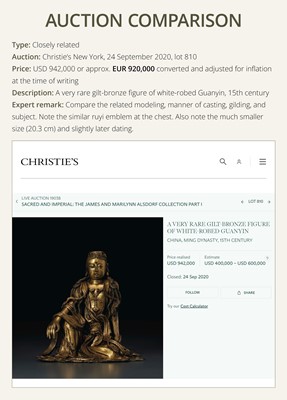 Lot 77 - A MAGNIFICENT AND HIGHLY IMPORTANT GILT-BRONZE FIGURE OF THE WATER MOON GUANYIN, SOUTHERN SONG-EARLY MING DYNASTY