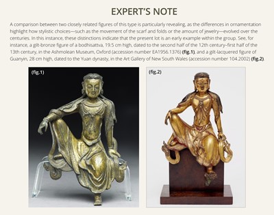 Lot 77 - A MAGNIFICENT AND HIGHLY IMPORTANT GILT-BRONZE FIGURE OF THE WATER MOON GUANYIN, SOUTHERN SONG-EARLY MING DYNASTY