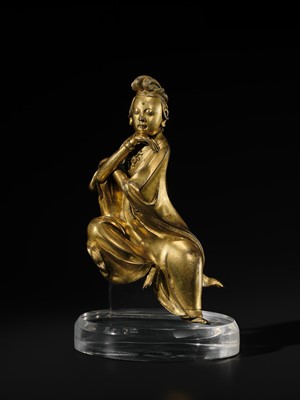 Lot 77 - A MAGNIFICENT AND HIGHLY IMPORTANT GILT-BRONZE FIGURE OF THE WATER MOON GUANYIN, SOUTHERN SONG-EARLY MING DYNASTY