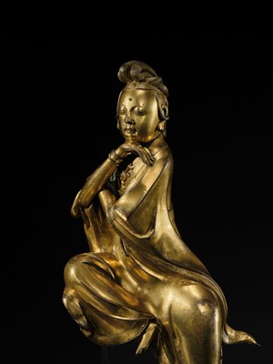 Lot 77 - A MAGNIFICENT AND HIGHLY IMPORTANT GILT-BRONZE FIGURE OF THE WATER MOON GUANYIN, SOUTHERN SONG-EARLY MING DYNASTY