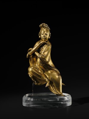 Lot 77 - A MAGNIFICENT AND HIGHLY IMPORTANT GILT-BRONZE FIGURE OF THE WATER MOON GUANYIN, SOUTHERN SONG-EARLY MING DYNASTY