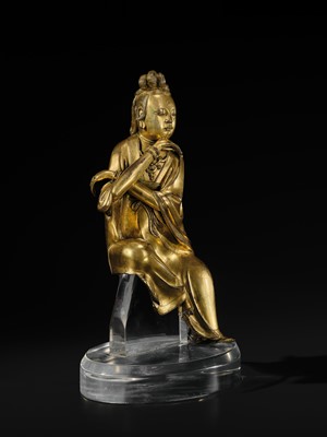 Lot 77 - A MAGNIFICENT AND HIGHLY IMPORTANT GILT-BRONZE FIGURE OF THE WATER MOON GUANYIN, SOUTHERN SONG-EARLY MING DYNASTY