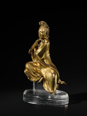 Lot 77 - A MAGNIFICENT AND HIGHLY IMPORTANT GILT-BRONZE FIGURE OF THE WATER MOON GUANYIN, SOUTHERN SONG-EARLY MING DYNASTY