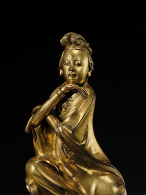 Lot 77 - A MAGNIFICENT AND HIGHLY IMPORTANT GILT-BRONZE FIGURE OF THE WATER MOON GUANYIN, SOUTHERN SONG-EARLY MING DYNASTY