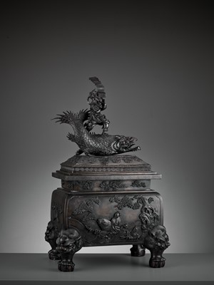 Lot 438 - A LARGE ‘KUI XING’ BRONZE CENSER AND COVER, 17TH-18TH CENTURY