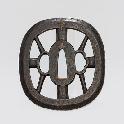 Lot 555 - A RARE IRON KAKURE KIRISHITAN (HIDDEN CHRISTIANITY) TSUBA