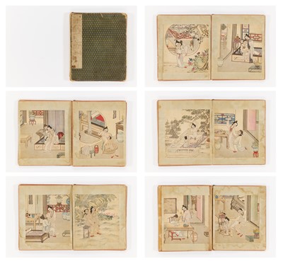 Lot 653 - AN ALBUM WITH TEN EXPLICIT EROTIC PAINTINGS, QING