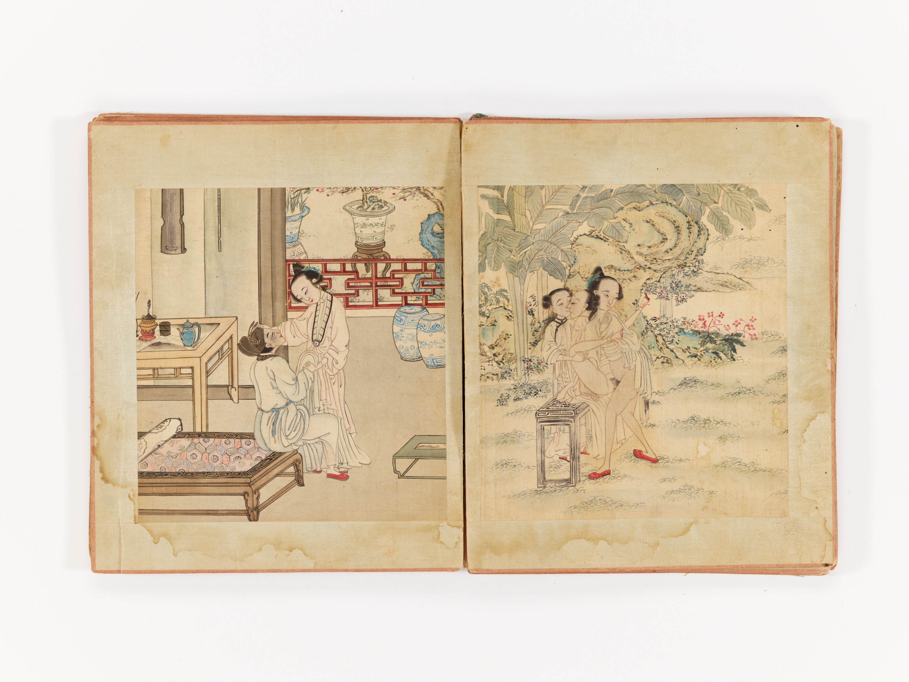 Lot 653 - AN ALBUM WITH TEN EXPLICIT EROTIC PAINTINGS,