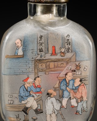 AN INSIDE-PAINTED GLASS ‘ZHONG KUI’ SNUFF BOTTLE, ATTRIBUTED TO A MEMBER OF THE YE FAMILY