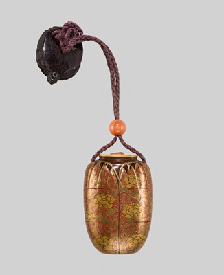 Lot 38 - A RARE TWO-CASE GOLD LACQUER ‘CHAIRE AND SHIFUKU’ INRO