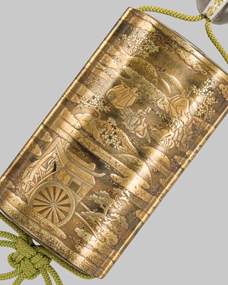 A FIVE-CASE GOLD LACQUER SAYA (SHEATH) INRO WITH SCENES FROM THE TALE OF GENJI