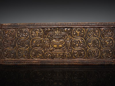 Lot 4 - A FINE GILT WOOD MANUSCRIPT COVER, 15TH CENTURY