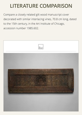 A FINE GILT WOOD MANUSCRIPT COVER, 15TH CENTURY