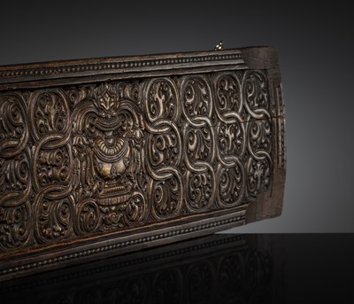 A FINE GILT WOOD MANUSCRIPT COVER, 15TH CENTURY