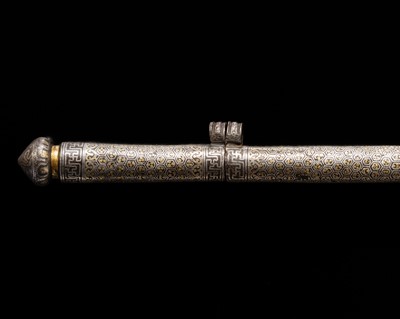Lot 280 - A SILVER- AND GOLD-OVERLAID IRON PEN CASE, DERGE, EASTERN TIBET, DERGE, 17TH-18TH CENTURY