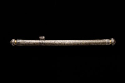 A SILVER- AND GOLD-OVERLAID IRON PEN CASE, DERGE, EASTERN TIBET, DERGE, 17TH-18TH CENTURY
