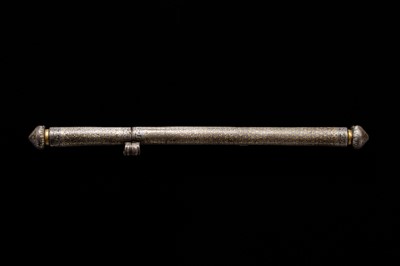 A SILVER- AND GOLD-OVERLAID IRON PEN CASE, DERGE, EASTERN TIBET, DERGE, 17TH-18TH CENTURY