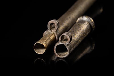 A SILVER- AND GOLD-OVERLAID IRON PEN CASE, DERGE, EASTERN TIBET, DERGE, 17TH-18TH CENTURY