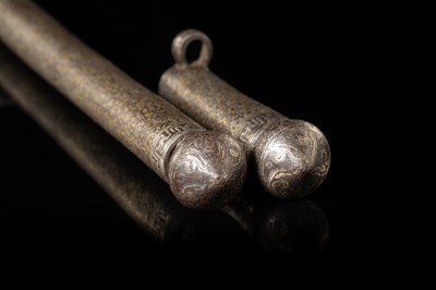 A SILVER- AND GOLD-OVERLAID IRON PEN CASE, DERGE, EASTERN TIBET, DERGE, 17TH-18TH CENTURY