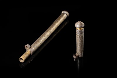 A SILVER- AND GOLD-OVERLAID IRON PEN CASE, DERGE, EASTERN TIBET, DERGE, 17TH-18TH CENTURY