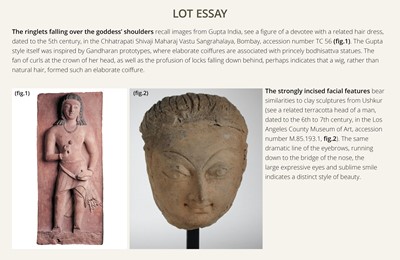 Lot 223 - AN IMPORTANT TERRACOTTA BUST OF A FEMALE DEITY, ANCIENT REGION OF HUND