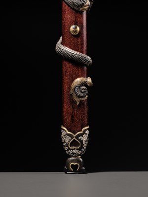 Lot 143 - AN IMPRESSIVE AND RARE KEN (DOUBLE-EDGED STRAIGHT SWORD) IN SUPERB ‘DRAGON’ KOSHIRAE