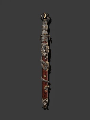 Lot 143 - AN IMPRESSIVE AND RARE KEN (DOUBLE-EDGED STRAIGHT SWORD) IN SUPERB ‘DRAGON’ KOSHIRAE