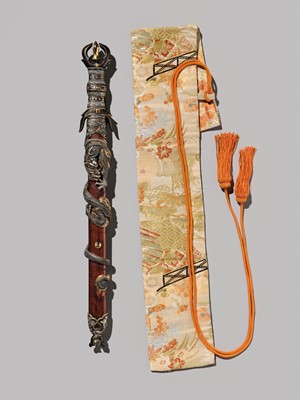 Lot 143 - AN IMPRESSIVE AND RARE KEN (DOUBLE-EDGED STRAIGHT SWORD) IN SUPERB ‘DRAGON’ KOSHIRAE