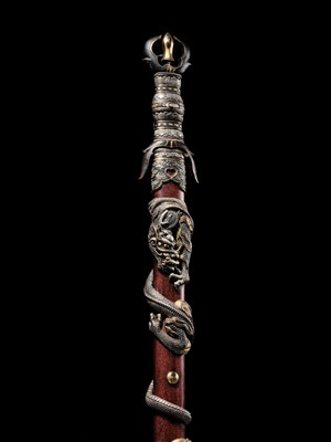 Lot 143 - AN IMPRESSIVE AND RARE KEN (DOUBLE-EDGED STRAIGHT SWORD) IN SUPERB ‘DRAGON’ KOSHIRAE