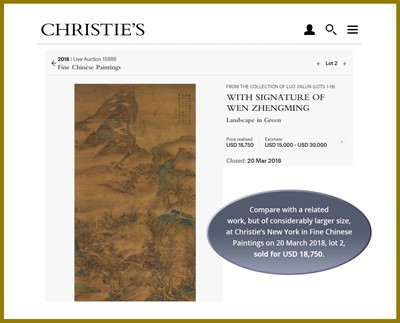 Lot 635 - ‘LANDSCAPE’, WITH SIGNATURE OF WEN ZHENGMING (1470-1559)