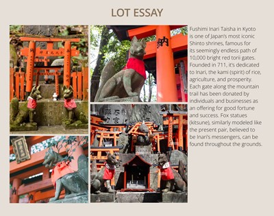 Lot 192 - A SUPERB AND RARE PAIR OF STONE INARI FOXES (KITSUNE), EDO PERIOD