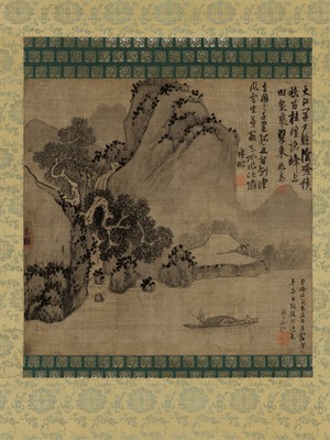 Lot 630 - ‘FISHERMEN IN A LANDSCAPE’, SIGNATURE OF WU ZHEN (1280-1354)