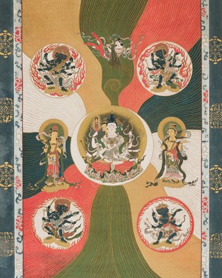 Lot 154 - A FINE MANDARA OF BUCCHO SONSHO (USHNISHAVIJAYA), EDO PERIOD