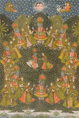 Lot 602 - A PICCHVAI DEPICTING THE RASALILA, CIRCA 1900