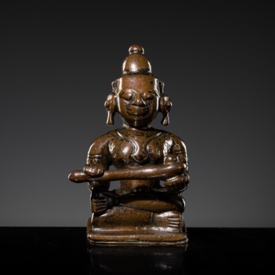 Lot 336 - A SMALL COPPER-ALLOY FIGURE OF ANNAPURNA, DECCAN, 17TH-18TH CENTURY
