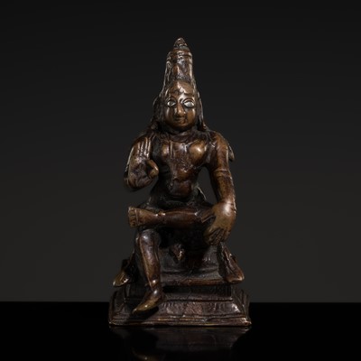 Lot 626 - A SMALL SILVER-INLAID BRONZE FIGURE OF RAMA, INDIA, 17TH-18TH CENTURY