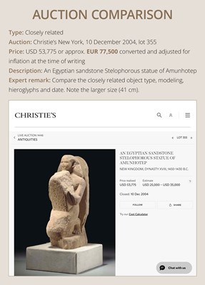 Lot 12 - A RARE EGYPTIAN SANDSTONE FRAGMENT OF A STELOPHOROUS STATUE DEPICTING AN IRY-PAT, NEW KINGDOM, 19TH DYNASTY