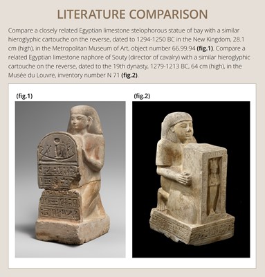 Lot 12 - A RARE EGYPTIAN SANDSTONE FRAGMENT OF A STELOPHOROUS STATUE DEPICTING AN IRY-PAT, NEW KINGDOM, 19TH DYNASTY