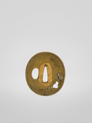 A FINE HAMANO SCHOOL SENTOKU TSUBA DEPICTING SNAILS