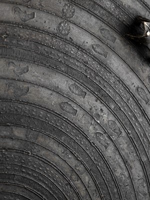 Lot 771 - A MASSIVE BRONZE RAIN DRUM, 19TH CENTURY OR EARLIER