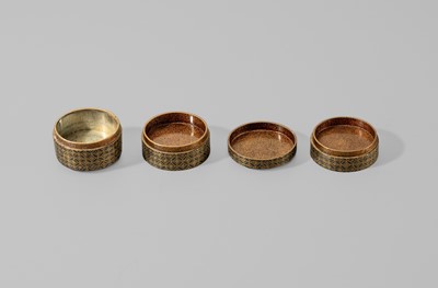 Lot 1565 - A FINE JU-KOGO (TIERED INCENSE BOX) AND COVER WITH A BROCADE DESIGN