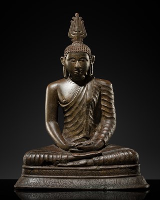 Lot 220 - A LARGE COPPER ALLOY FIGURE OF BUDDHA, SRI LANKA, KANDYAN DYNASTY