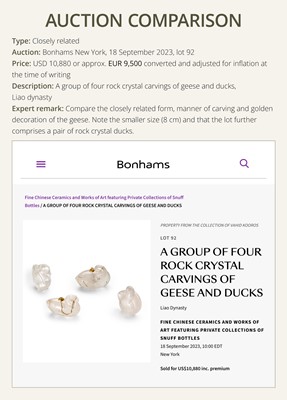 Lot 53 - A PAIR OF GILT AND INCISED ROCK CRYSTAL ‘GEESE’ VESSELS, LIAO DYNASTY