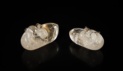 Lot 53 - A PAIR OF GILT AND INCISED ROCK CRYSTAL ‘GEESE’ VESSELS, LIAO DYNASTY