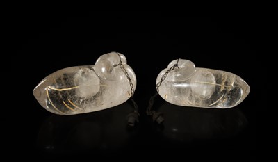 Lot 53 - A PAIR OF GILT AND INCISED ROCK CRYSTAL ‘GEESE’ VESSELS, LIAO DYNASTY