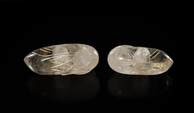 Lot 53 - A PAIR OF GILT AND INCISED ROCK CRYSTAL ‘GEESE’ VESSELS, LIAO DYNASTY