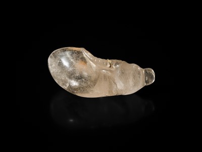 Lot 52 - AN EXTREMELY RARE ROCK CRYSTAL ‘BOVINE HEAD’ RHYTON WITH GOLD COVER, LIAO DYNASTY