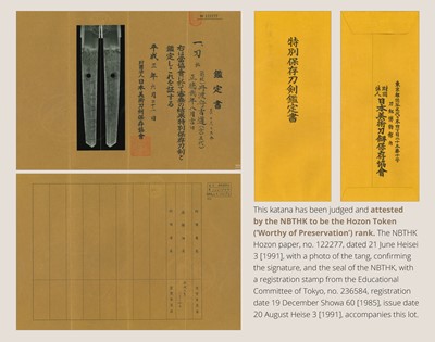 YOSHIMICHI: A MISHINA SCHOOL KATANA WITH NBTHK TOKUBETSU HOZON TOKEN CERTIFICATE